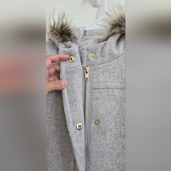 J. Crew Gray Vail Parka Wool Blend Faux Fur Hooded Jacket  Sz 4 Coat - Picture 9 of 15